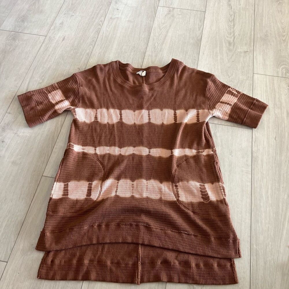 We the Free Canyon Wash Tie Dye Waffle Tunic Shirt Size M Casual Oversized Top